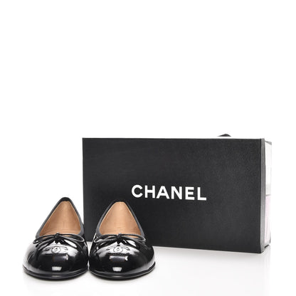 Chanel Patent CC Cap Toe Ballerina Flats 38.5 Black 9 of 9