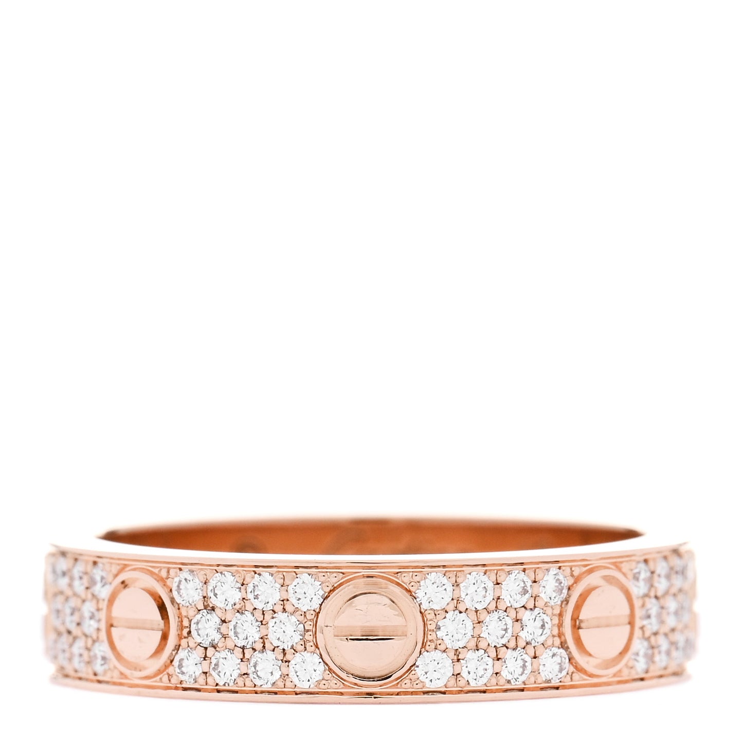 18K Pink Gold Diamond 4mm LOVE Wedding Paved Band Ring 48 4.5