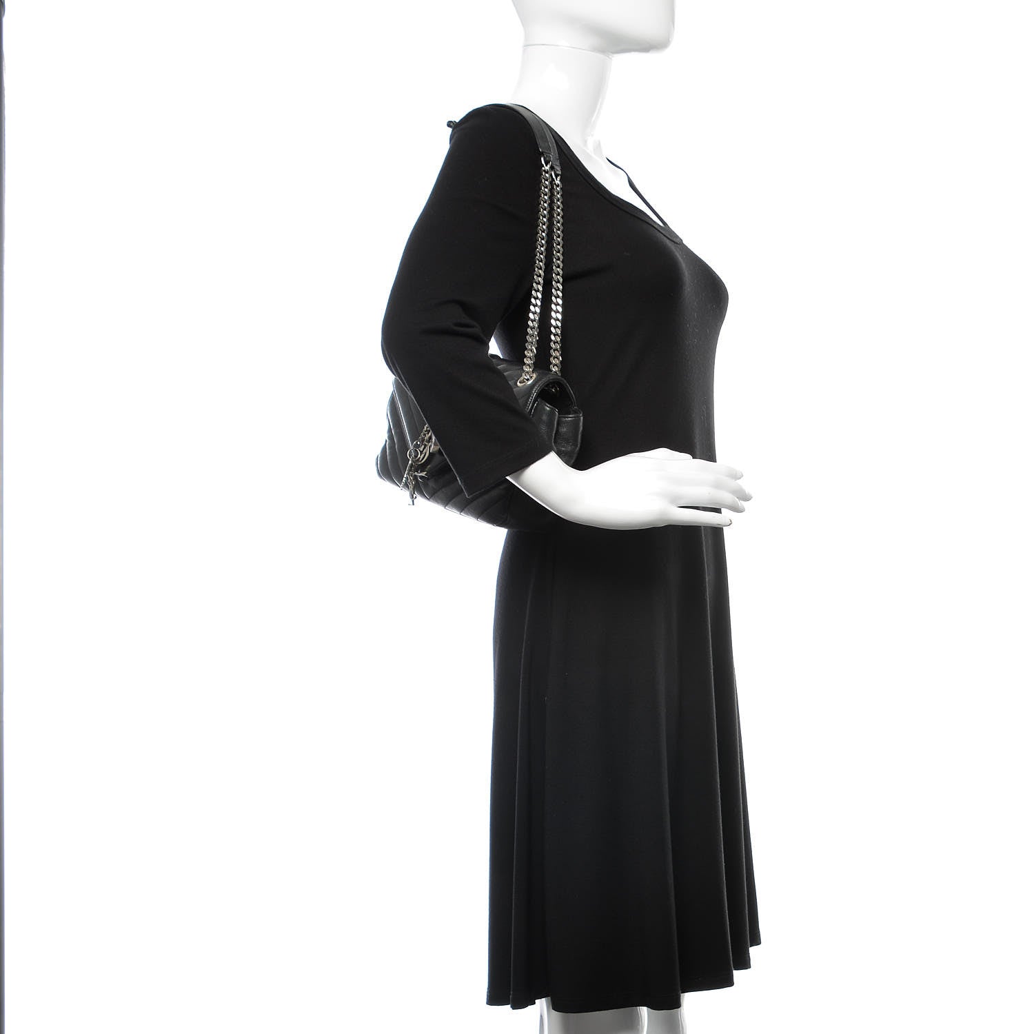 Saint Laurent Sheepskin Matelasse Medium Monogram College Punk Chain Satchel Black 2 of 12