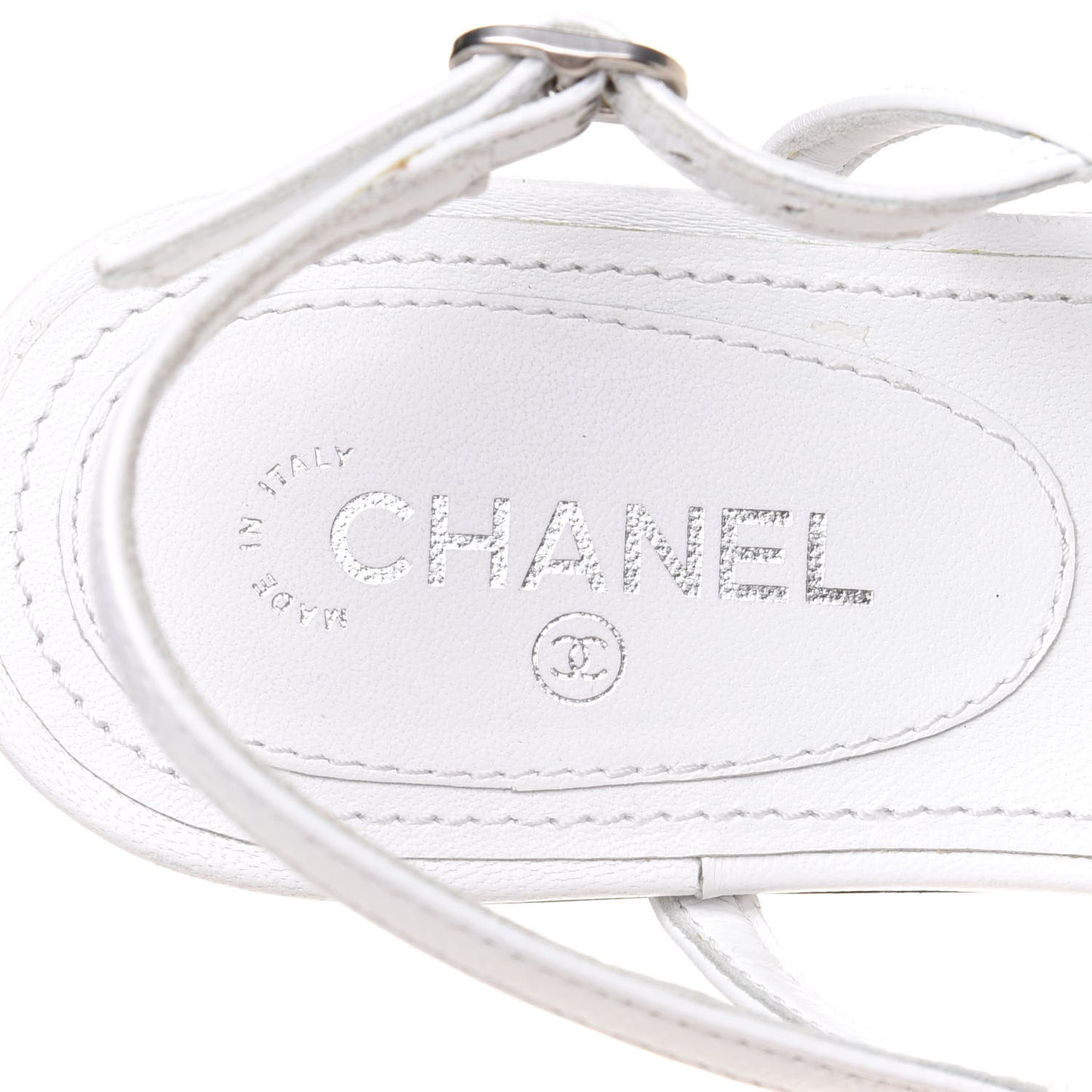 Lambskin CC Thong Sandals 36 White
