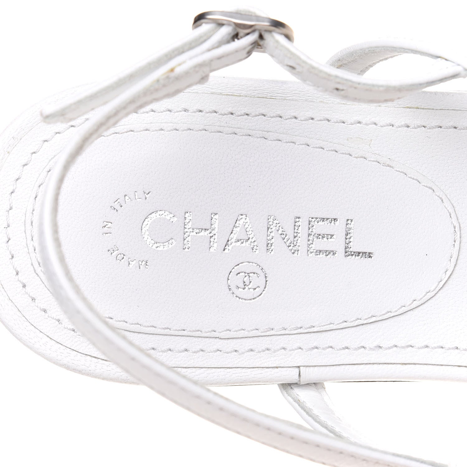 Chanel Lambskin CC Thong Sandals 36 White 6 of 9