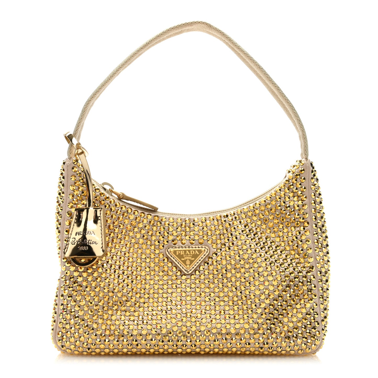 Satin Crystal Mini Re-Edition 2000 Bag Platino