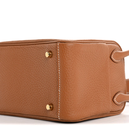Hermes Taurillon Clemence Mini Lindy 20 Gold 9 of 10