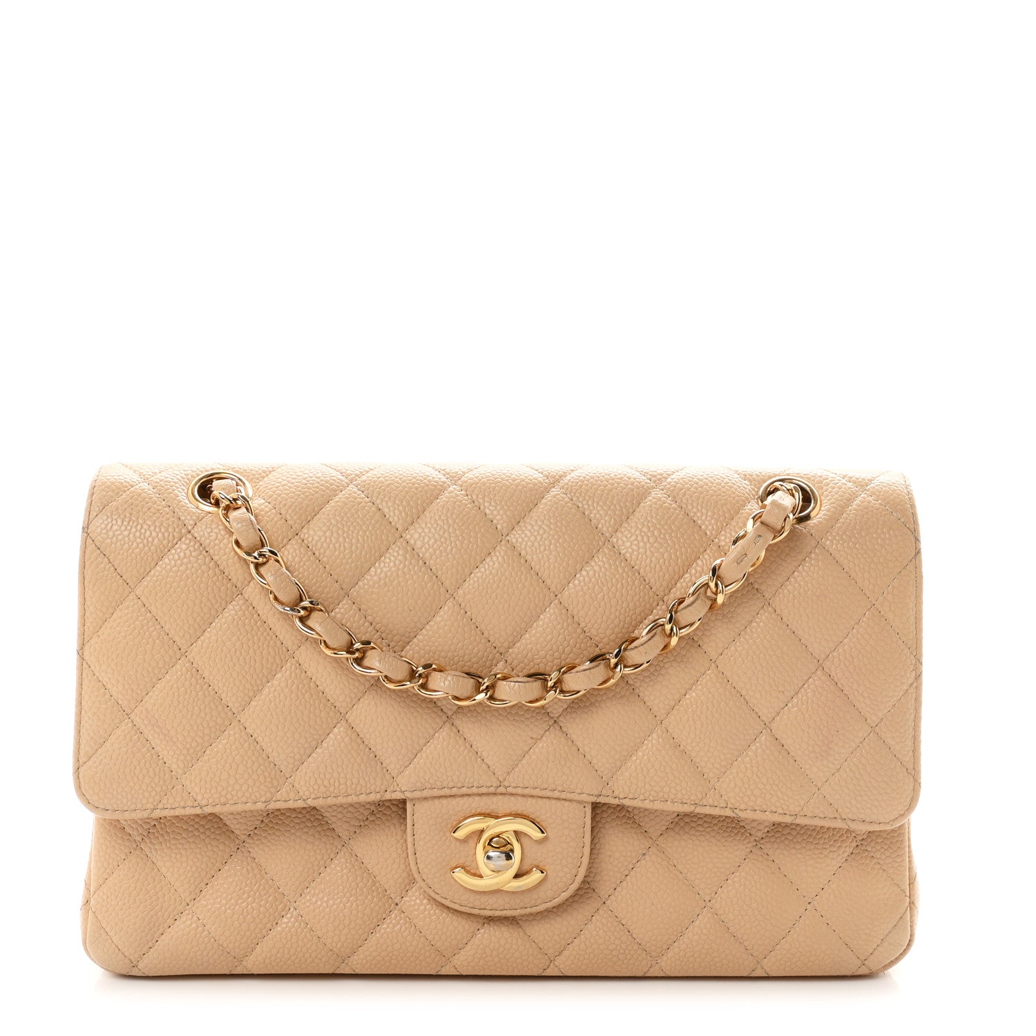 Chanel Caviar Quilted Medium Double Flap Beige 1 of 11