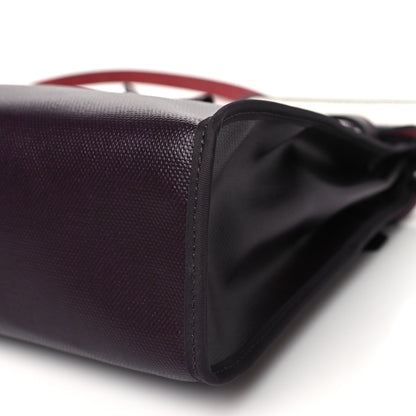Hermes Toile H Berline Vache Hunter Herbag Zip PM 31 Cassis Ecru Black Rouge Sellier 10 of 11