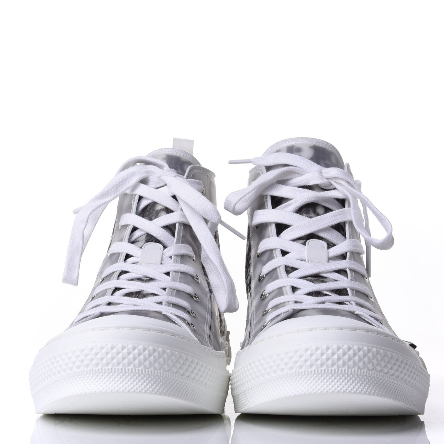 Christian Dior Technical Canvas Oblique Mens B23 High Top Sneakers 44 White Black 2 of 11