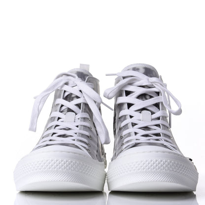 Christian Dior Technical Canvas Oblique Mens B23 High Top Sneakers 44 White Black 2 of 11