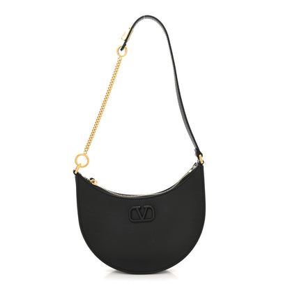 Valentino Garavani Grainy Calfskin Mini Vlogo Hobo Bag Black 1 of 11