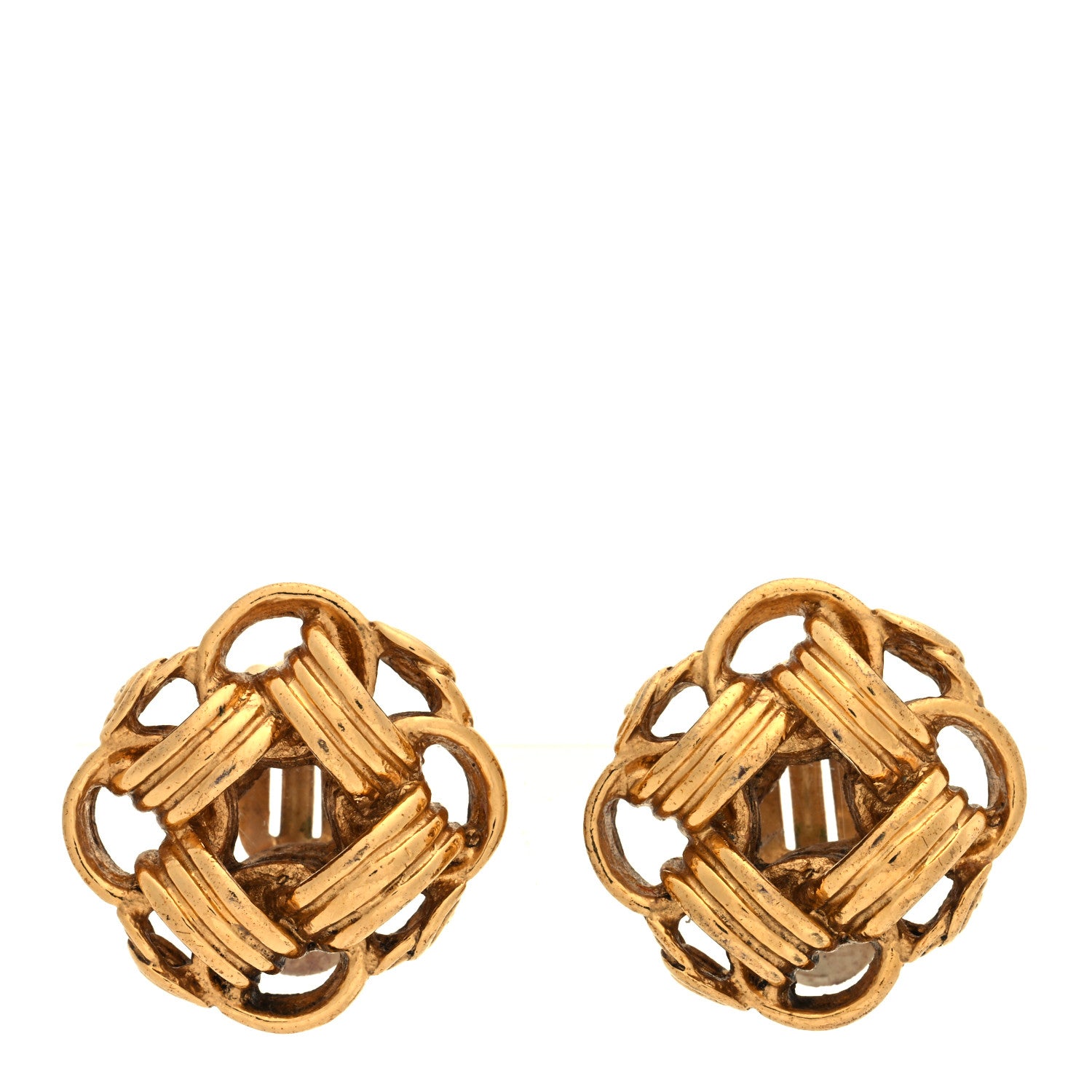 Chanel Metal Rope CC Clip On Earrings Gold 1 of 3