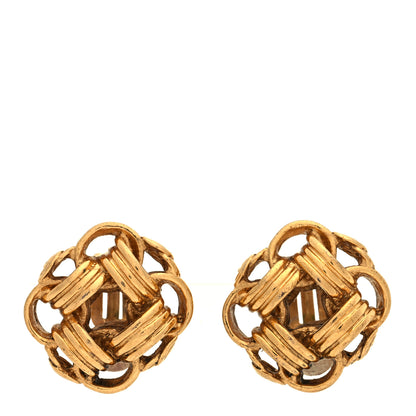 Chanel Metal Rope CC Clip On Earrings Gold 1 of 3