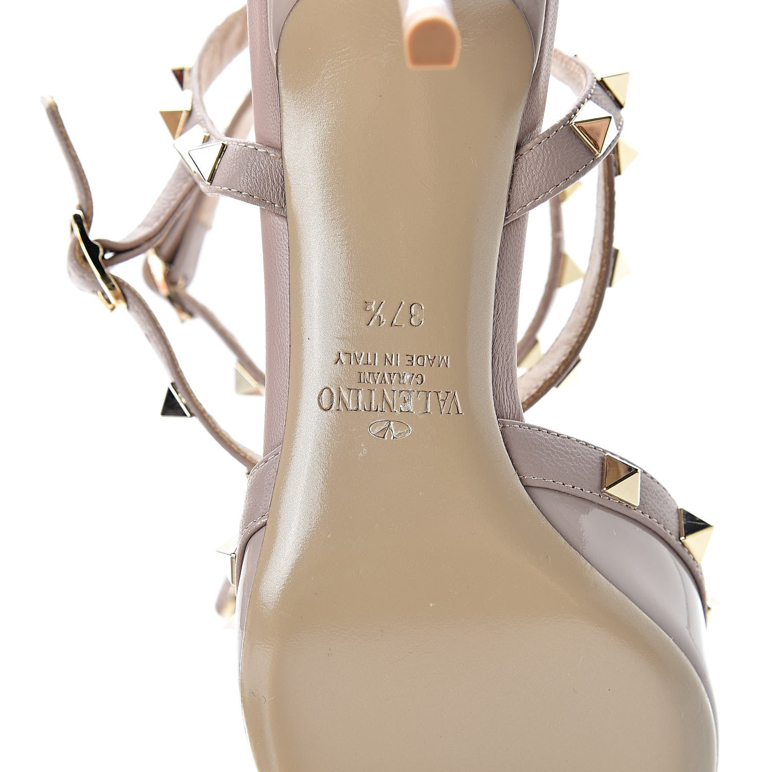 Valentino Garavani Patent Nappa Rockstud Ankle Strap 65mm Pumps 37.5 Poudre 7 of 8