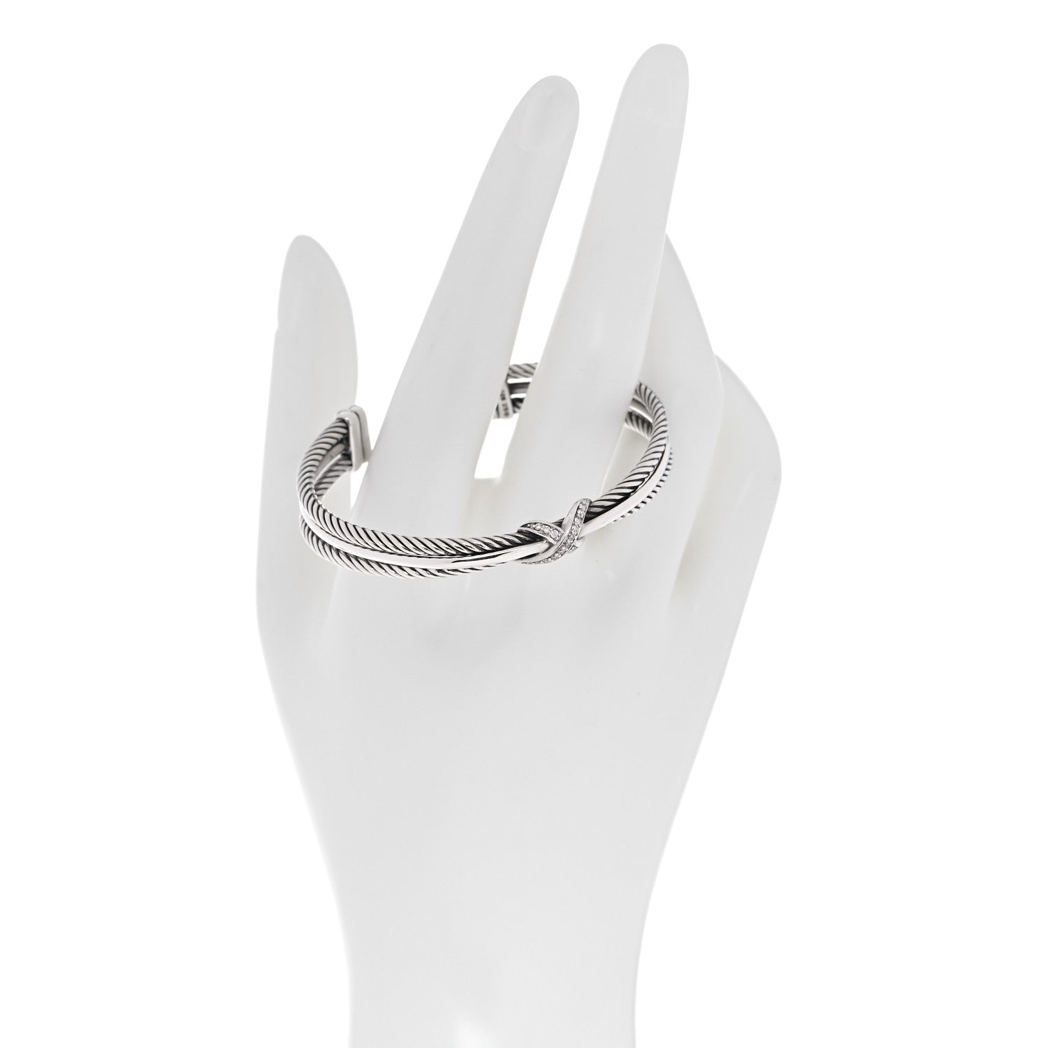 David Yurman Sterling Silver Diamond 7mm Crossover X Bracelet 2 of 4