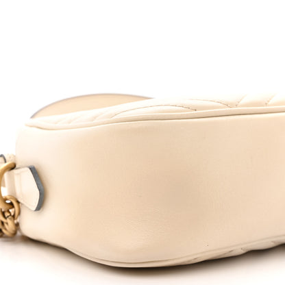 Gucci Calfskin Matelasse Small GG Marmont Chain Shoulder Bag White 9 of 15