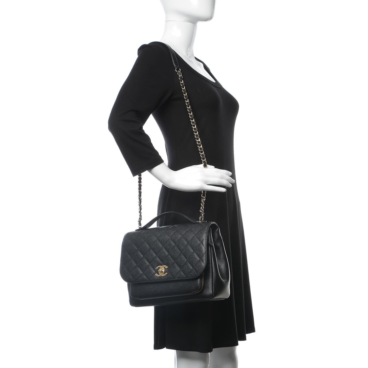 Caviar Quilted Large Business Affinity Flap Black