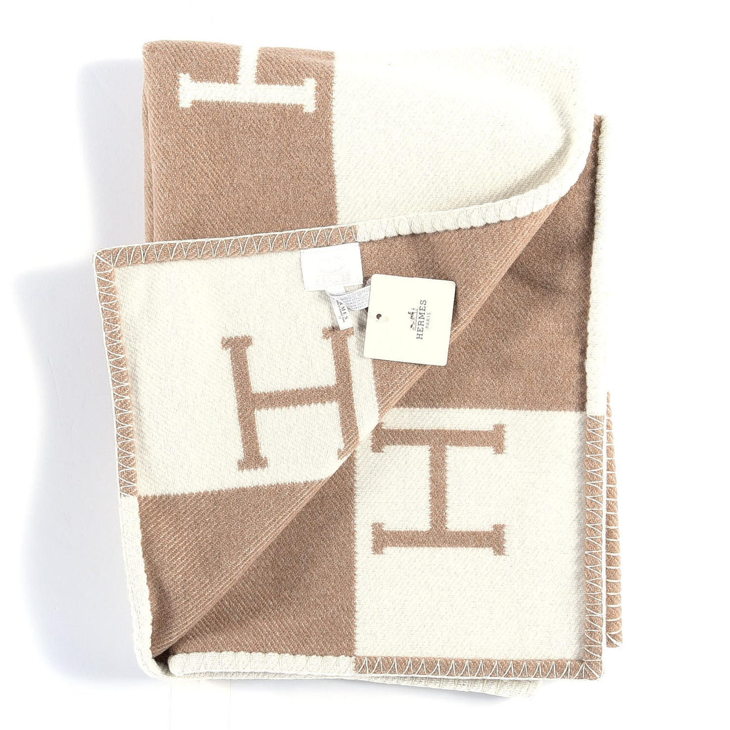 Wool Cashmere Avalon Blanket Ecru Camel