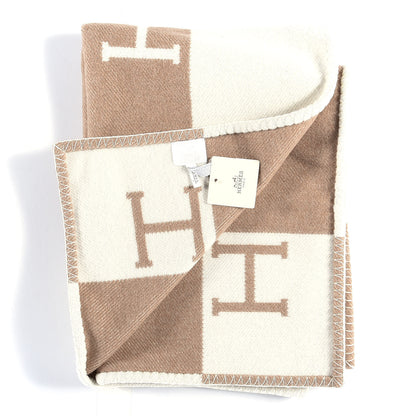 Hermes Wool Cashmere Avalon Blanket Ecru Camel 4 of 6