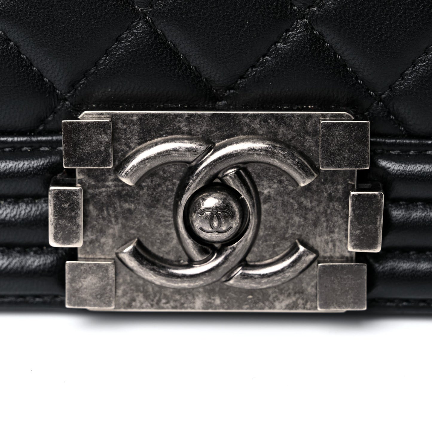 Lambskin Quilted Small Boy Flap Black