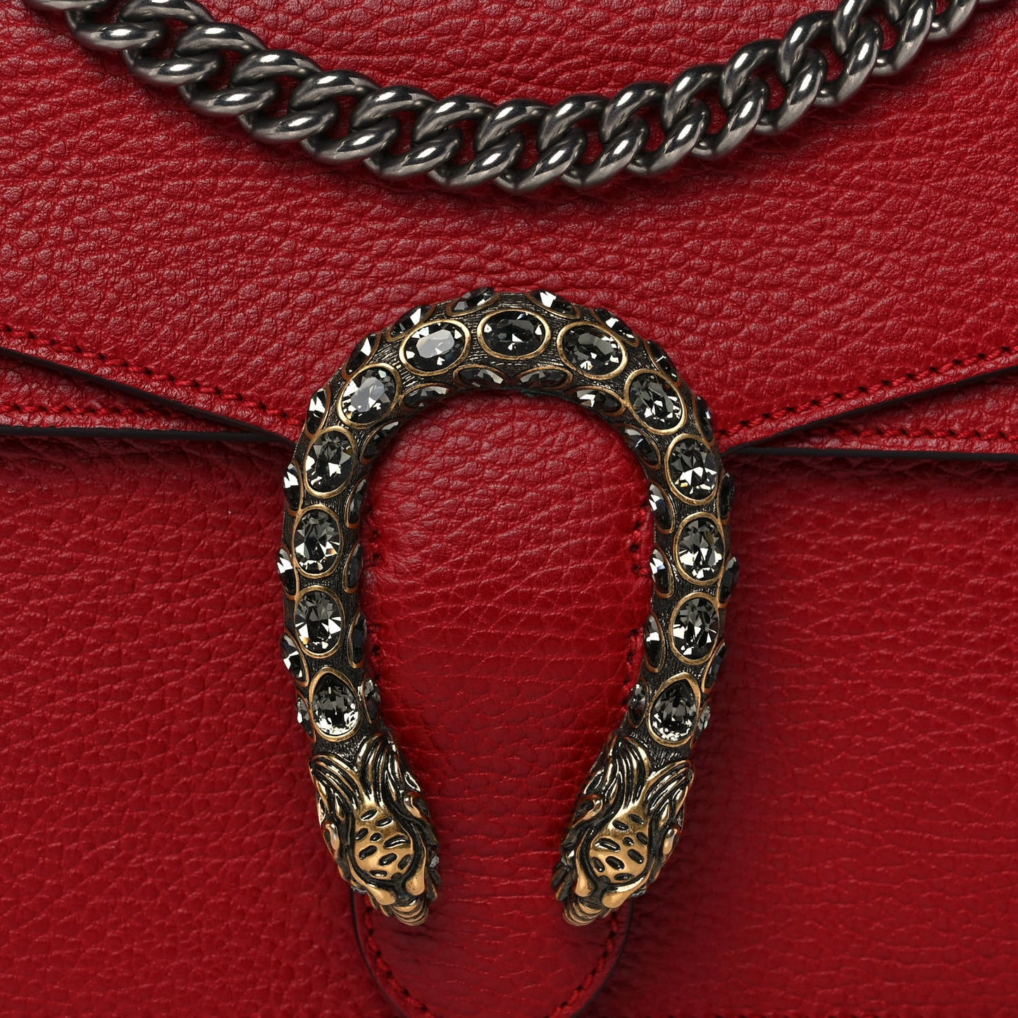Dollar Calfskin Swarovski Crystal Small Dionysus Shoulder Bag Hibiscus Red