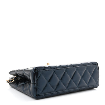 Chanel Metallic Aged Calfskin Quilted Nano Kelly Shopper Navy 4 of 11
