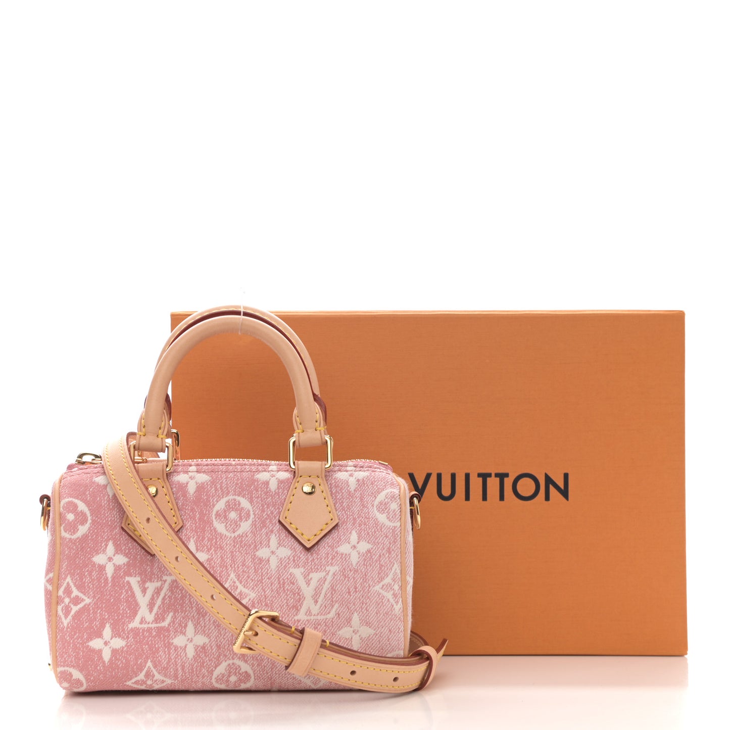 Monogram Jacquard Denim Nano Speedy Bandouliere Pink