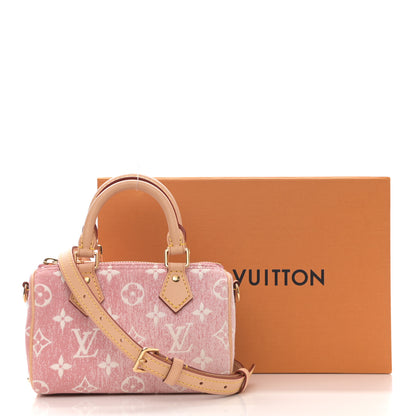 Louis Vuitton Monogram Jacquard Denim Nano Speedy Bandouliere Pink 7 of 9