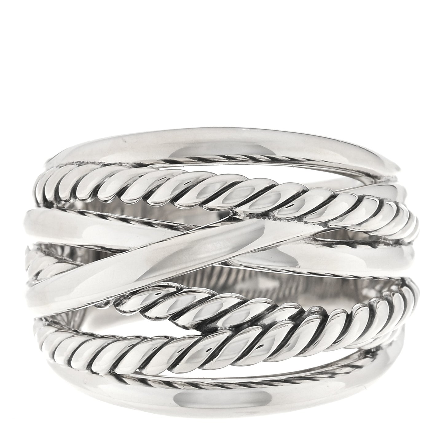 Sterling Silver 18mm Wide Crossover Cable Ring 58 8.25