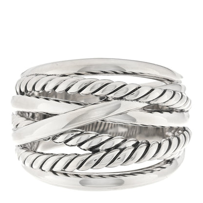 David Yurman Sterling Silver 18mm Wide Crossover Cable Ring 58 8.25 1 of 4