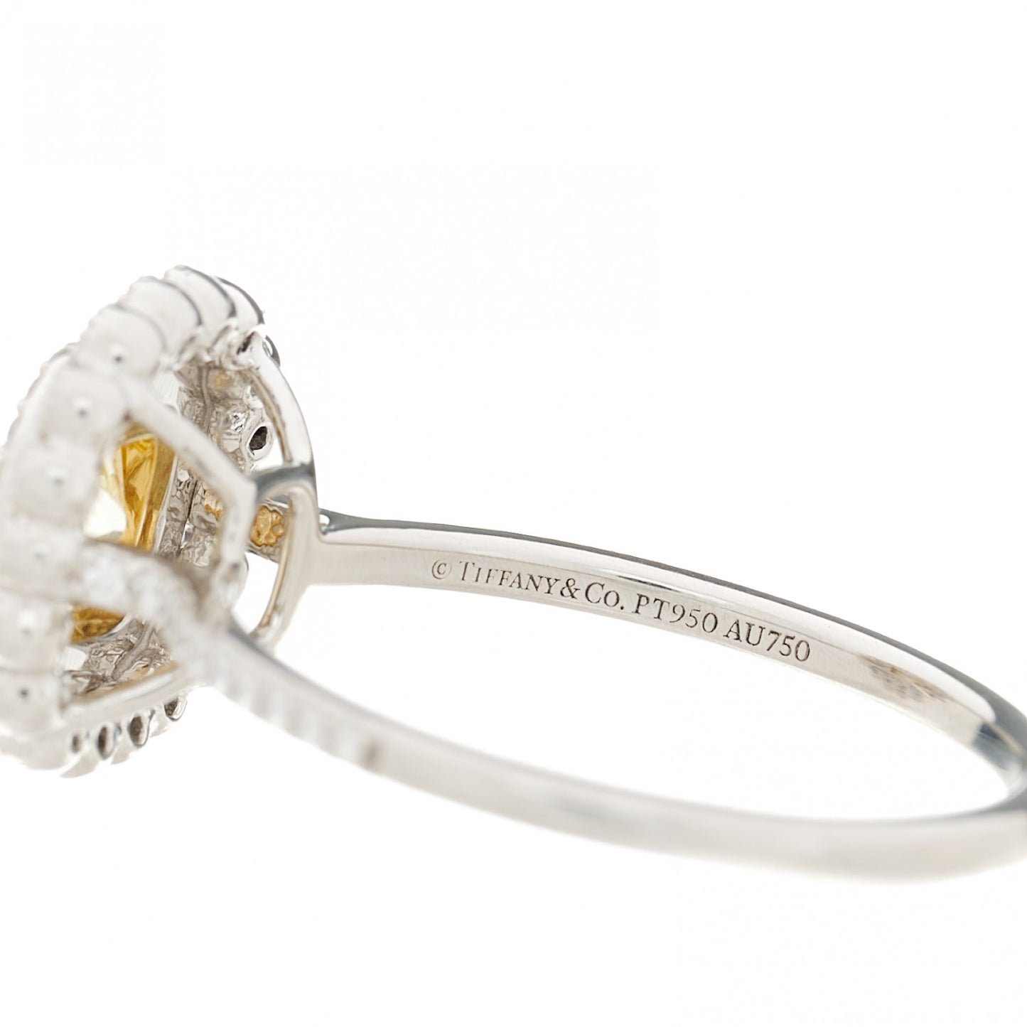 Platinum 18K Yellow Gold Fancy Intense Yellow Diamond .77ct Enchant Cushion Engagement Ring 65 11