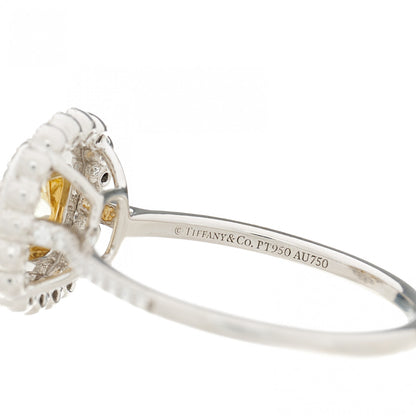 Tiffany Platinum 18K Yellow Gold Fancy Intense Yellow Diamond .77ct Enchant Cushion Engagement Ring 65 11 5 of 7