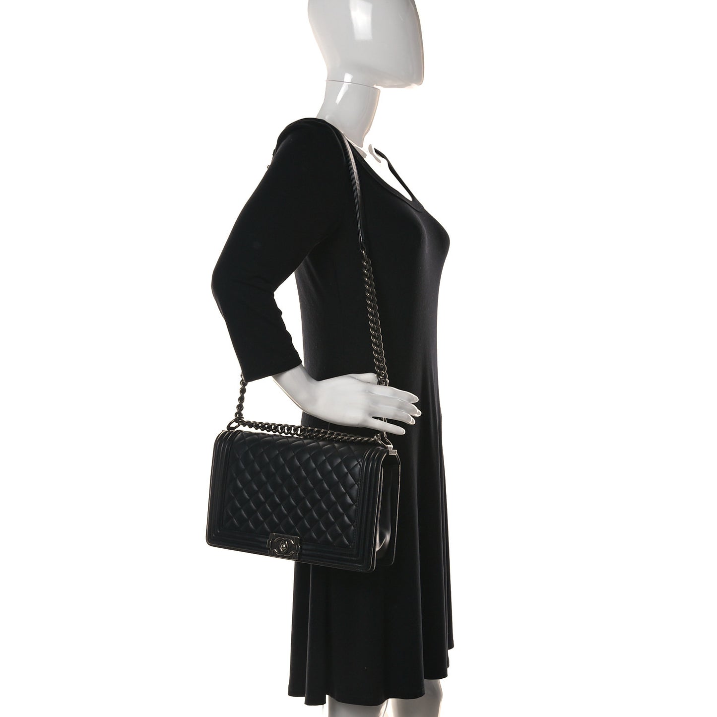 Lambskin Quilted New Medium Boy Flap Black