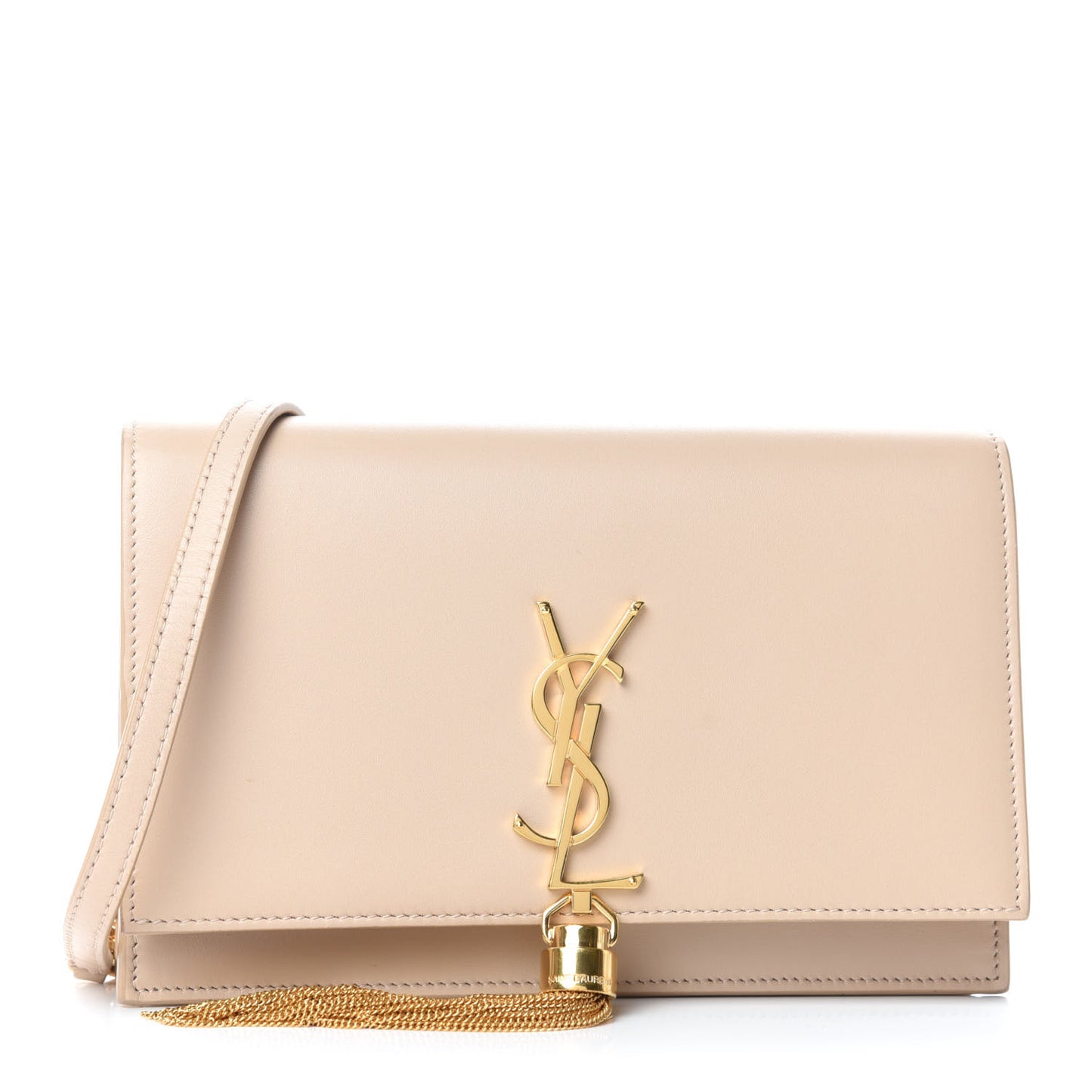 Smooth Calfskin Classic Monogram Kate Tassel Chain Wallet Nude Powder