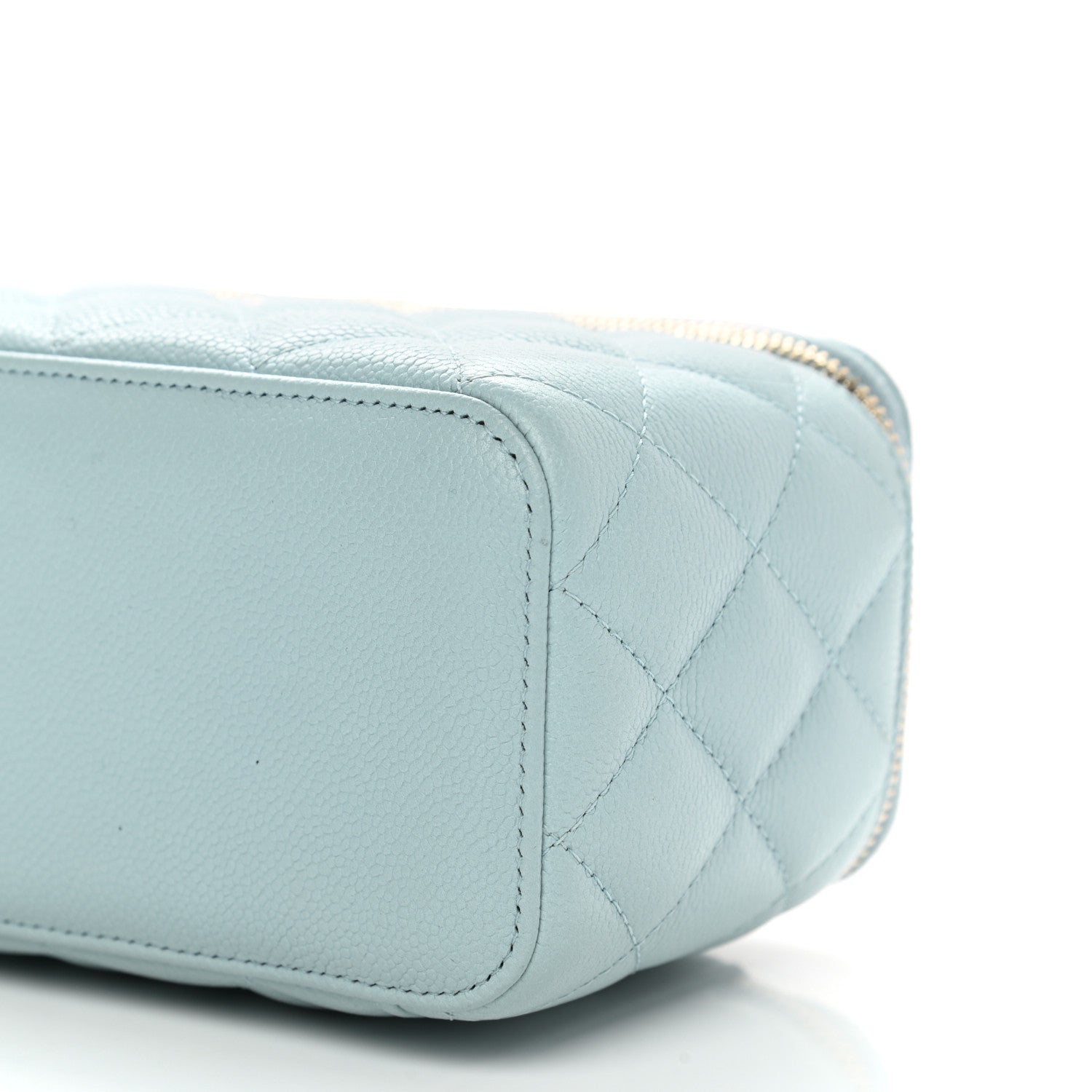 Chanel Caviar Quilted Small Tiny CC Vanity Case With Chain Light Blue 10 of 12