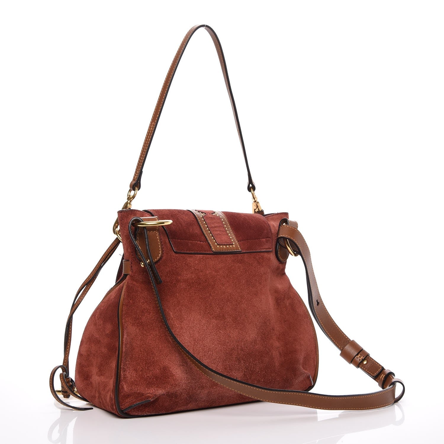 Chloe Suede Studded Small Lexa Shoulder Bag Saffron Red 4 of 19