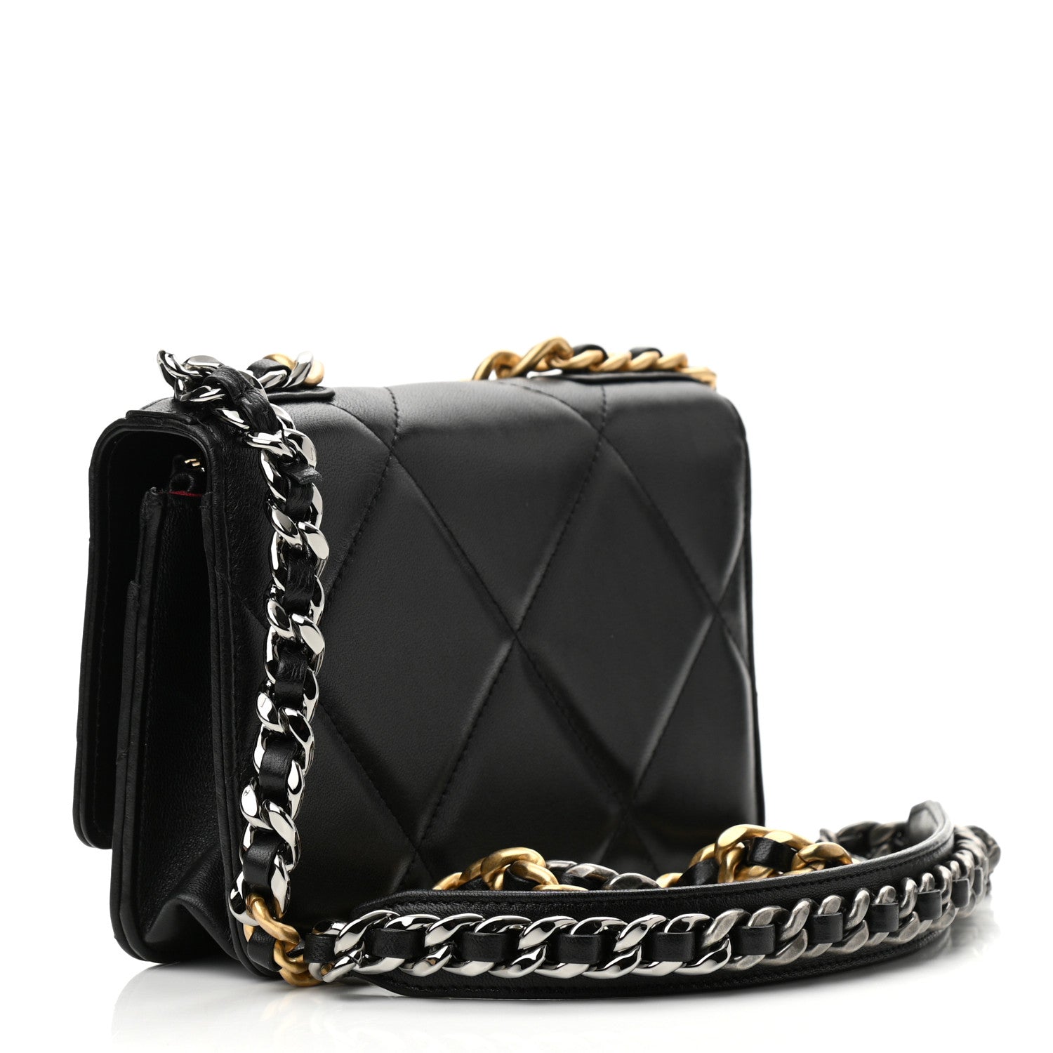 Chanel Lambskin Quilted Chanel 19 Wallet On Chain WOC Black 3 of 12