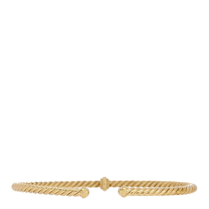 David Yurman 18K Yellow Gold Diamond 3mm Cablespira Single Station Bracelet 2 of 4