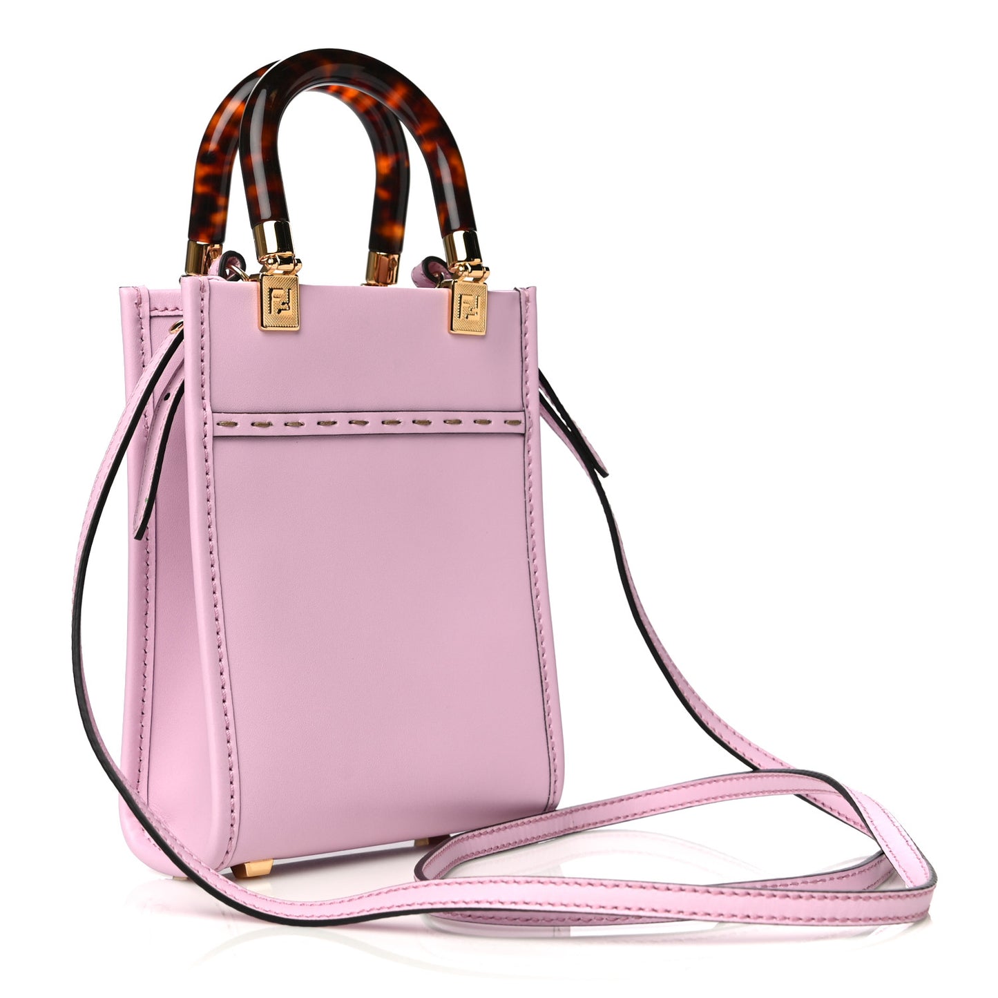 Vitello King Plexiglass Logo Embossed Mini Fendi Sunshine Shopper Tote Lavanda