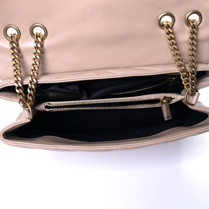 Saint Laurent Calfskin Y Quilted Monogram Medium Loulou Chain Satchel Dark Beige 4 of 6
