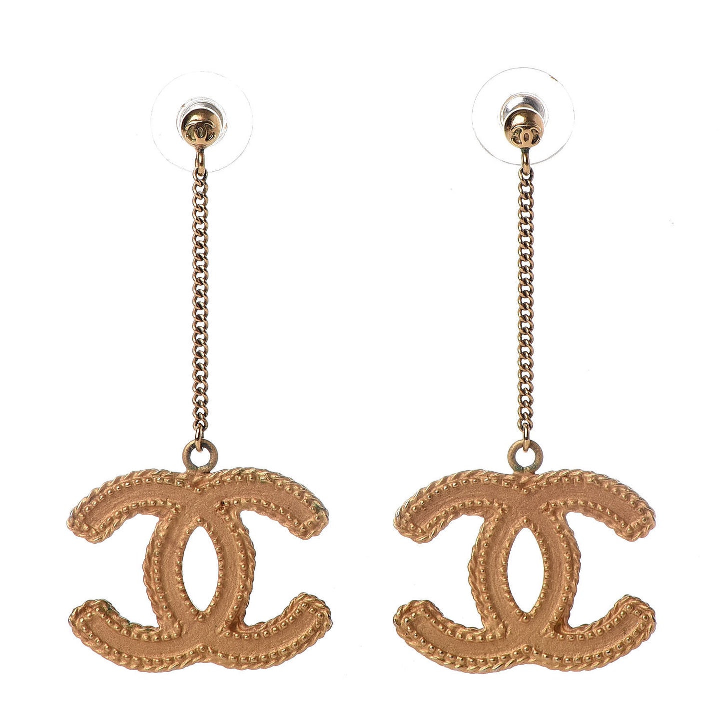 CC Drop Earrings Matte Gold