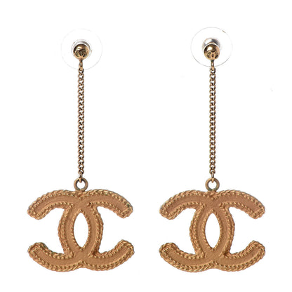 Chanel CC Drop Earrings Matte Gold 1 of 5