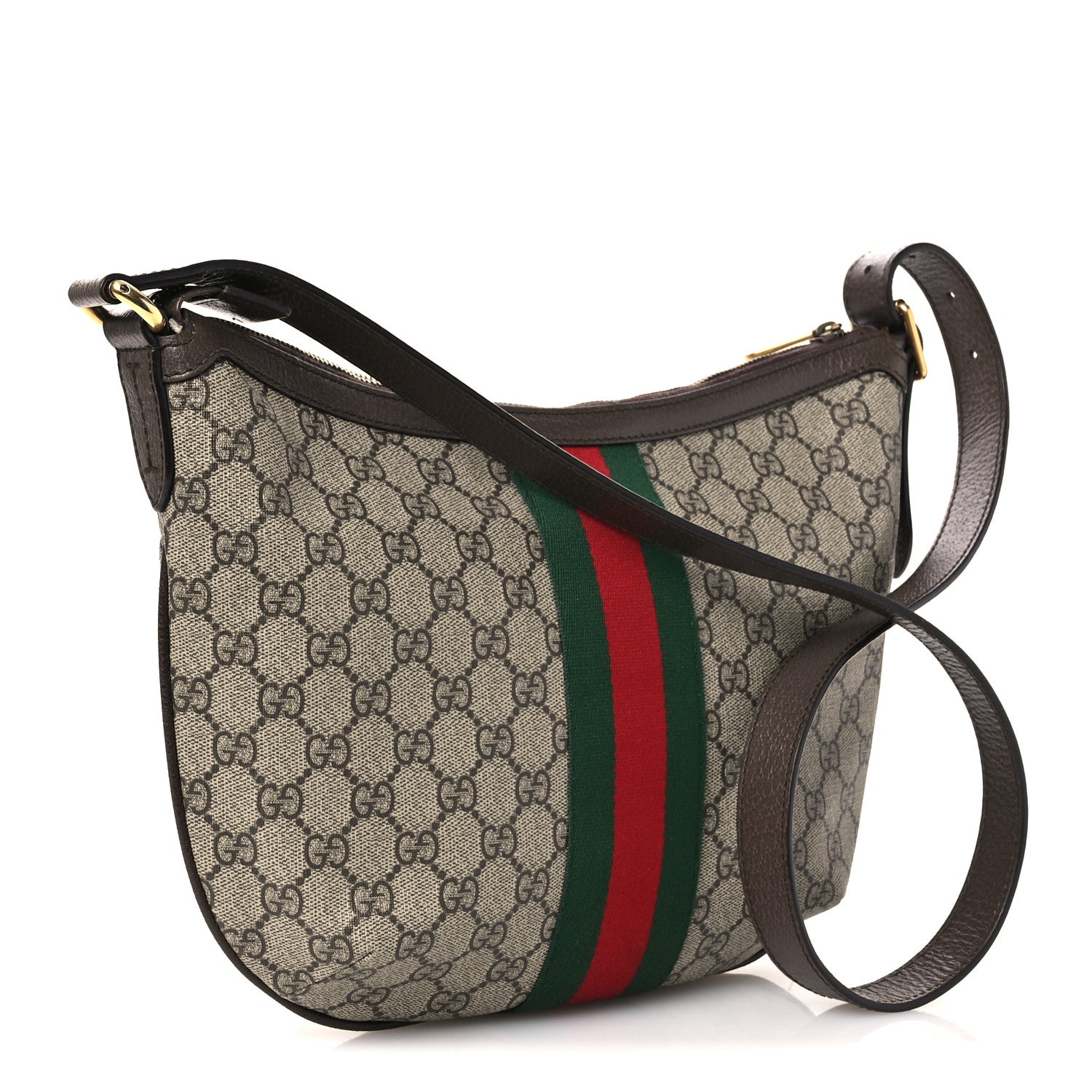 Gucci GG Supreme Monogram Web Small Ophidia Half Moon Hobo Brown 3 of 11