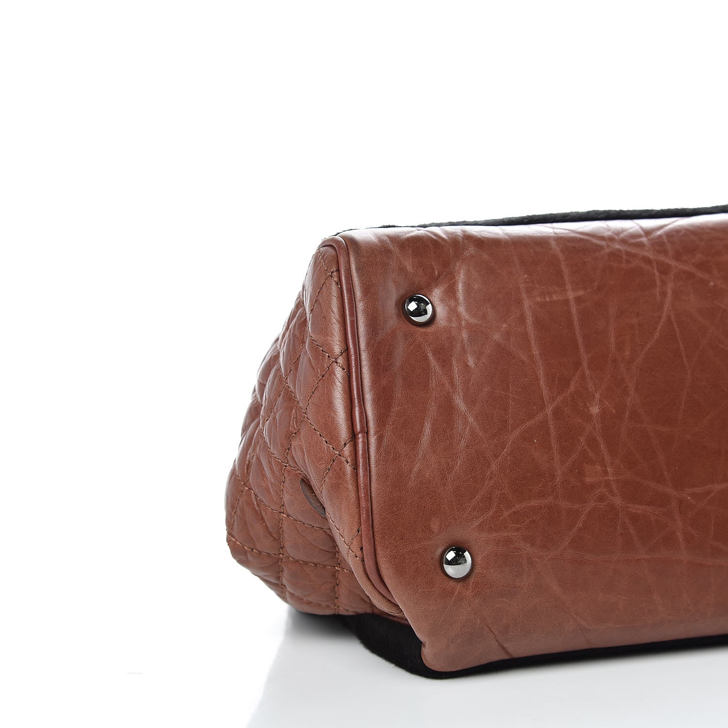 Chanel Aged Calfskin Pony Hair Quilted Miss Pony Bowler Brown 5 of 14