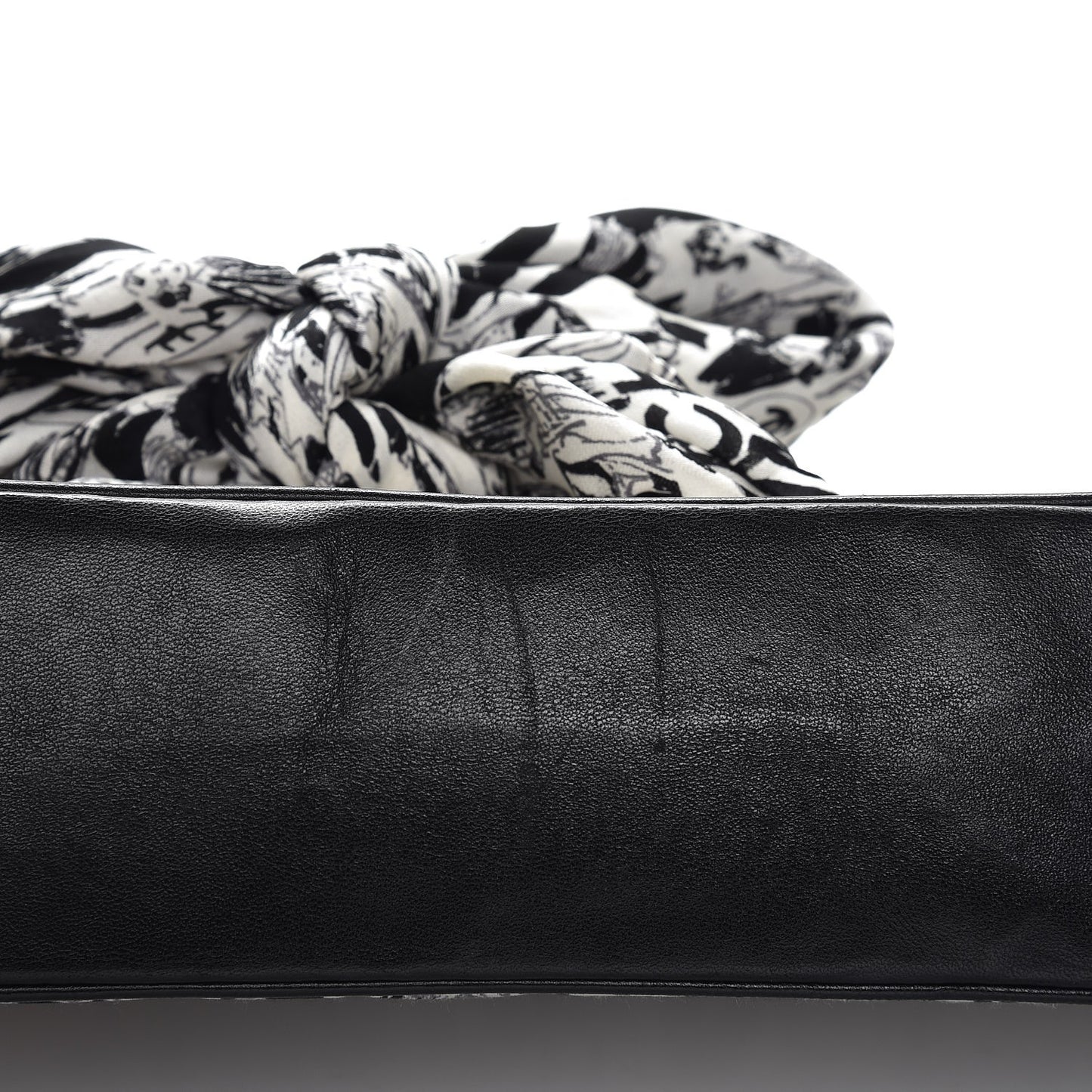 Silk Lambskin Coco Mademoiselle Scarf Flap Bag White Black