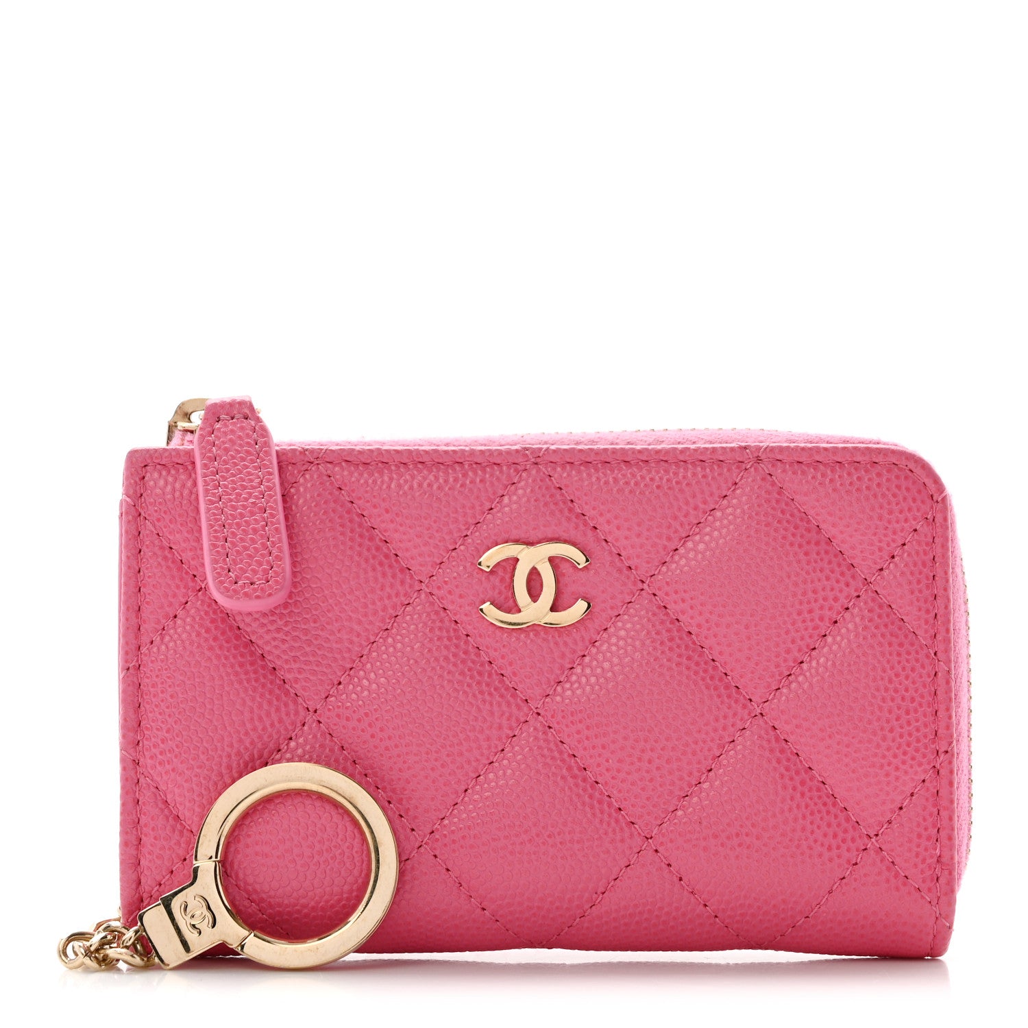 Chanel Caviar Quilted Zipped Key Holder Case Pink 1 of 9