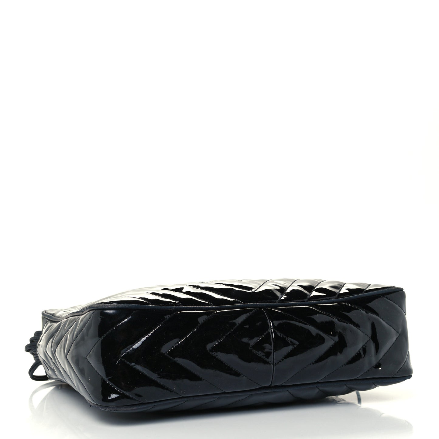 Patent Chevron Quilted Tassel Camera Case Black