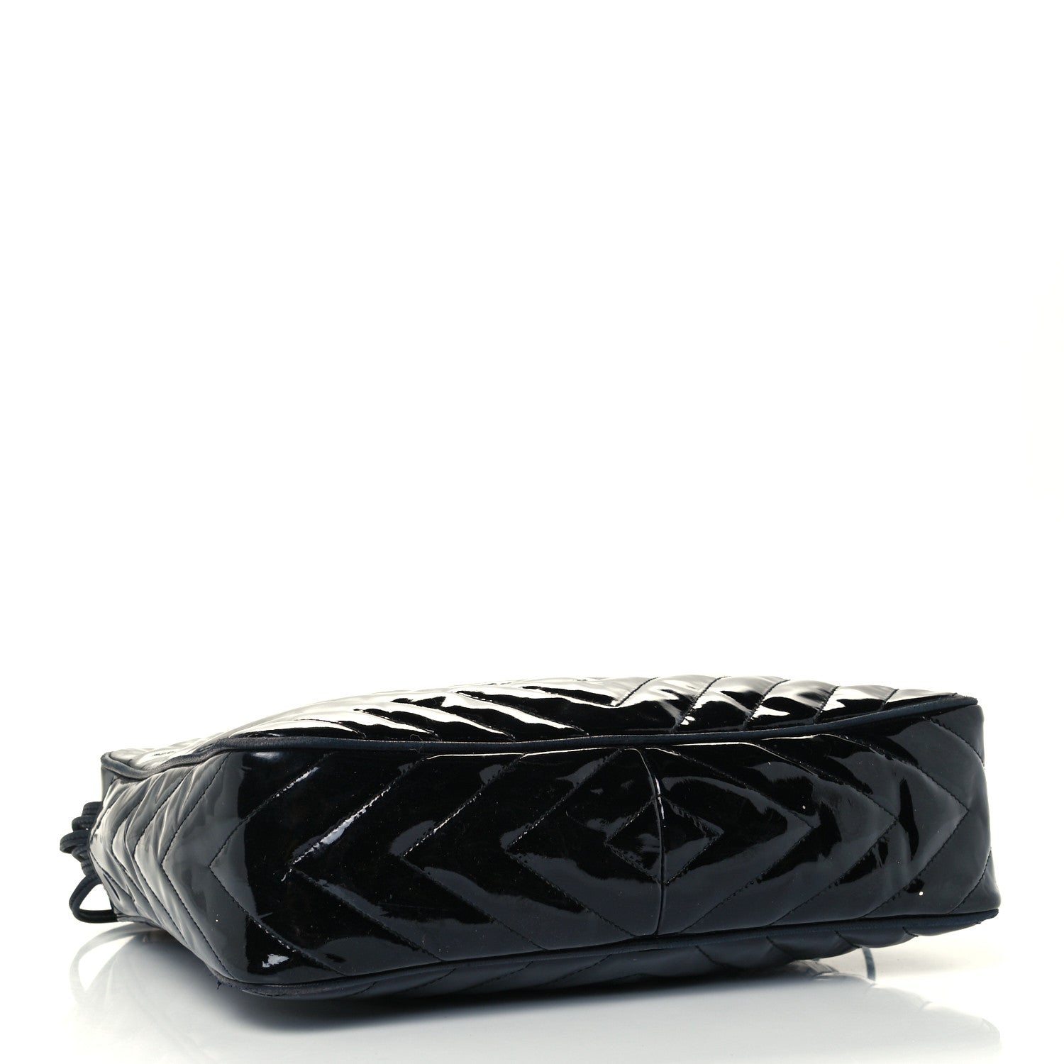 Chanel Patent Chevron Quilted Tassel Camera Case Black 4 of 11