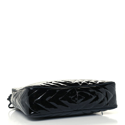 Chanel Patent Chevron Quilted Tassel Camera Case Black 4 of 11