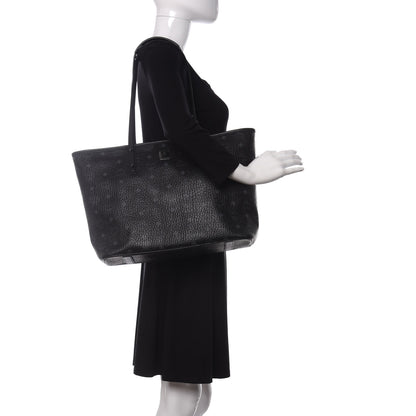 MCM Visetos Medium Anya Zip Top Shopper Tote Black 2 of 9