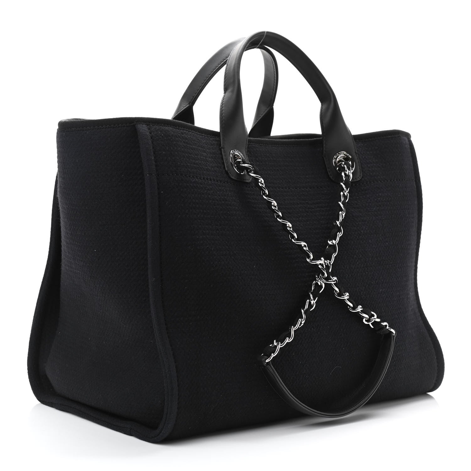 Chanel Mixed Fibers Large Deauville Tote Black 4 of 10