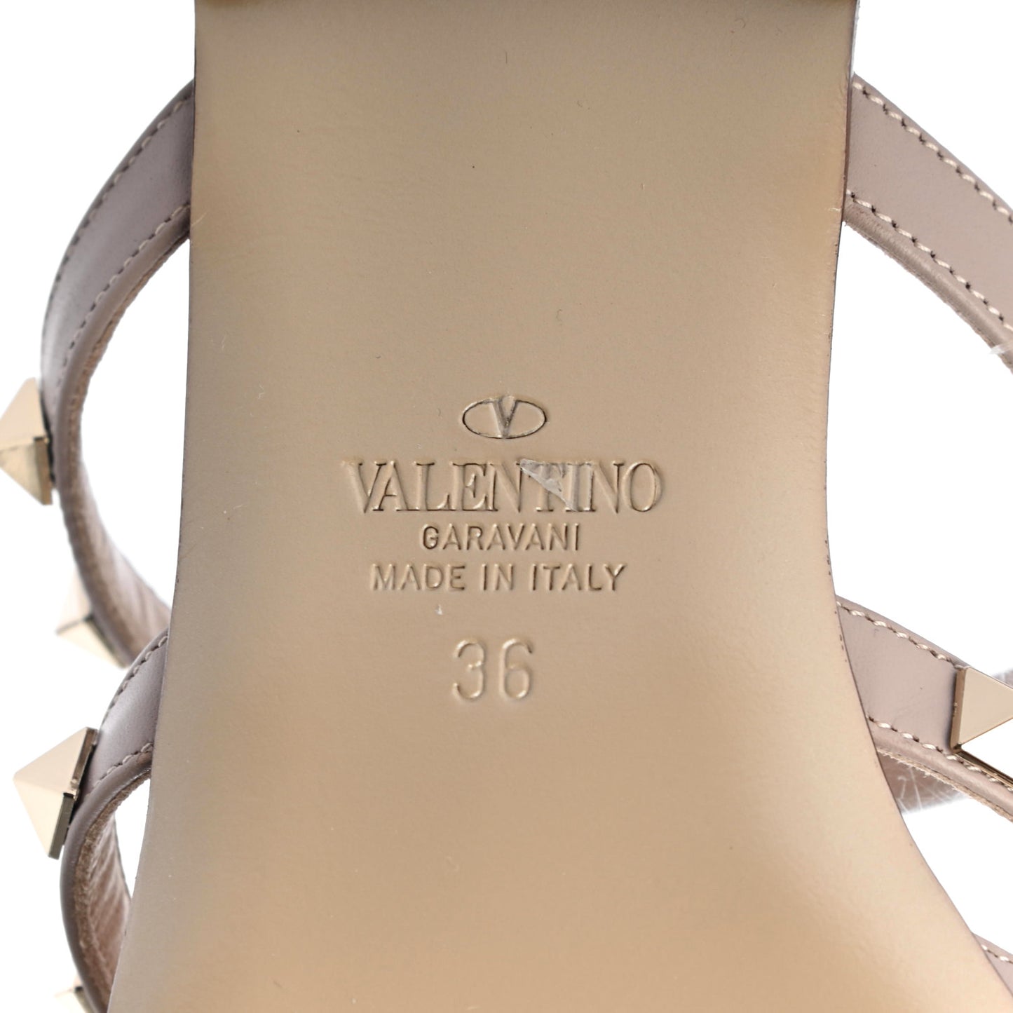 Pebbled Calfskin Rockstud Flat Cage Mules 36 Poudre