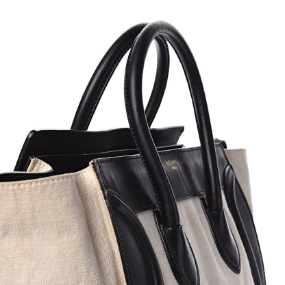 Celine Smooth Calfskin Linen Mini Bi-Color Luggage Natural Black 19 of 21